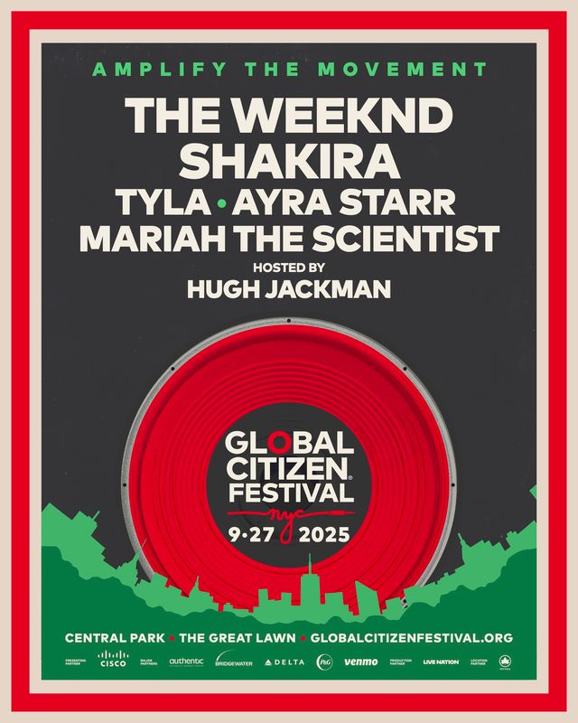 The Weeknd and Shakira to Headline 2025 Global Citizen Festival